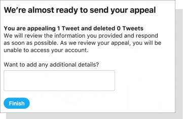 How to appeal a blocked account on twitter next step